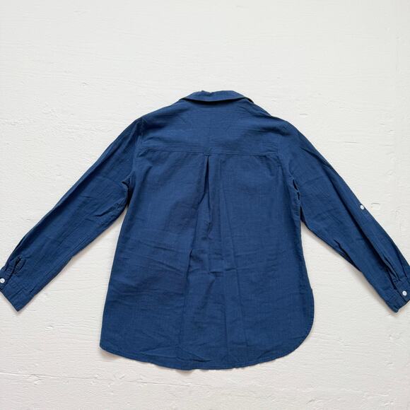 Blue Button Up Long Sleeve Shirt, Size Small - Picture 5 of 5